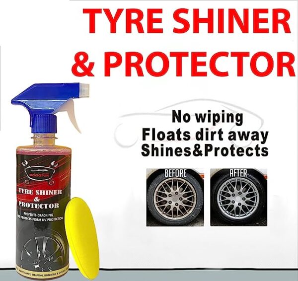 adadfox Tyre Polish Extreme Shine | Gives Lustrous Dark, Long Lasting Super Black Shine - Non- Greasy Long Lasting High Gloss Shine | Tyre Polish Spray for Rubber & Plastic Parts – 500ml - Image 5